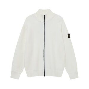 Stone Island White Full-Zip Sweater